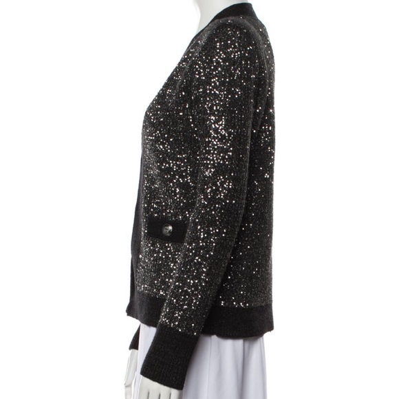 L'Agence Black Jinny Sequin Cardigan - Picture 10 of 12